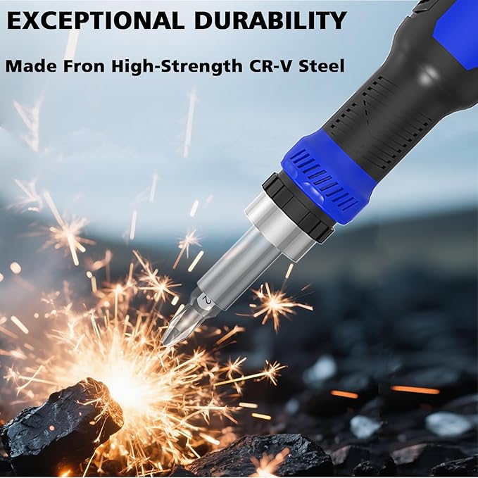 Ratcheting Screwdriver Bit Set, WOOPHEN 13-in-1 Multi Bit Ratchet Screw with Magnetic 1/4 Nut Driver Screwdriver, Suitable for Garage, Home, Workplace and DIY Repair (Blue)