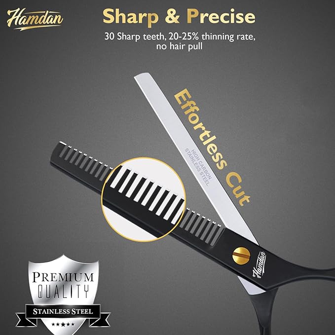 Hair Scissors Thinning Shears for Hair Cutting Hamdan 6.5??Texturizing Shears ??Ultra-Sharp Texture Scissors for cutting hair, Precision Haircut for Salon & Home - Thinning shears for dogs