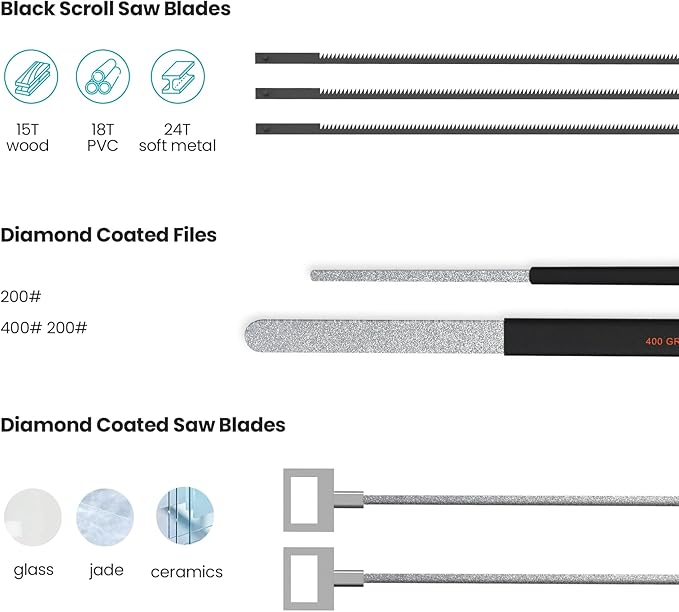 JIMIHOME Small Hand Saw Set, 12" Hacksaw Frame, 6" Mini Hacksaw with Multi Blades Working As Coping/Jab Saw for Wood, Metal, Glass and PVC Pipes（X Tray Set-G）