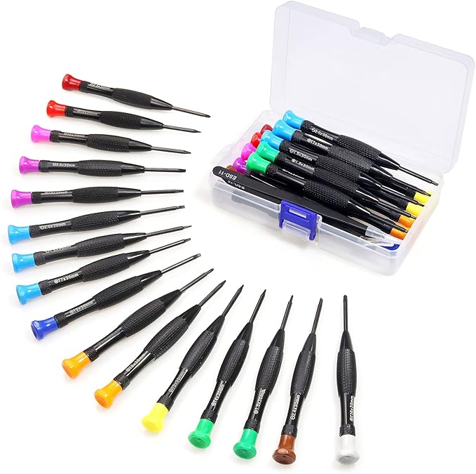 Torx Screwdriver Set, FIXITOK 18Pcs Mini Screwdriver Set Magnetic Small Torx Phillips Flathead Screwdrivers with T2 T3 T4 T5 T6 T7 T8 T9 T10 Screwdrivers Tweezers for Xbox Mac PS4 Laptop Phone Watch