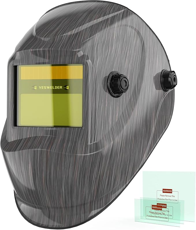 YESWELDER Auto Darkening Welding Helmet, Blue Light Blocking, 1/1/1/1 True Color Solar Powered Welding Hood with 2 Arc Sensors, Wide Shade 3.5/9-15 Welder Mask for TIG MIG ARC and Grind