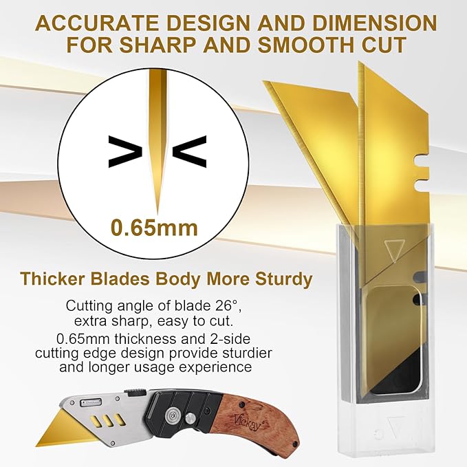 Vickay Utility Knife Blade, Box Cutter Blades, SK5 Steel, 60-Pack with Plastic Case, Replacement Blades-Refills for Box Cutters Utility Knives