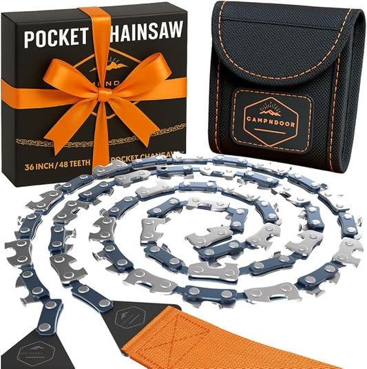 Pocket Chainsaw Survival Gear Supplies - Hand Chain Saw for Camping, Hiking & Backpacking - Manual Wire Saw for Trees - Portable Survival Equipment - Bushcraft Gear & Prepper Supplies Military