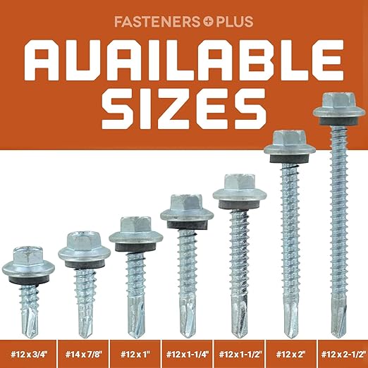 ST Fastening Maxx SteelBinder #12 x 1 Galvanized Metal Roofing Screws with EPDM Rubber Washer, 250-Count - Designed for Metal Roofing and Siding Panels