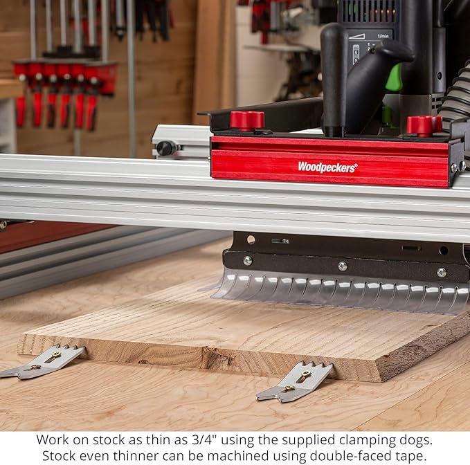 Woodpeckers Slab Flattening Mill Pro, Extended, 48"x134" Capacity, USA Made Wood Slab Leveling Jig, Integrated Dust Collection, Router Sled, Rails, Clamping Dogs