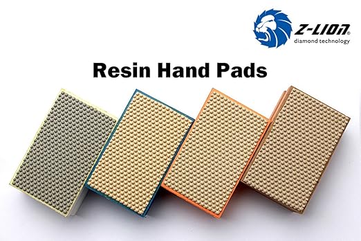 Z-LION Diamond Hand Polishing Pads Foam Back for Granite Marble Glass,Set of 8 Pcs