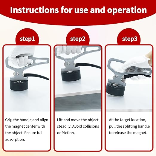 DTLHCNCT Strong Magnetic Pickup Tool with Quick Release Handle,Portable Lifting Magnet for Welding Positioning,Laser Cutting,Material Collection Ergonomic Design for Iron Plates, Steel & Metal Objects