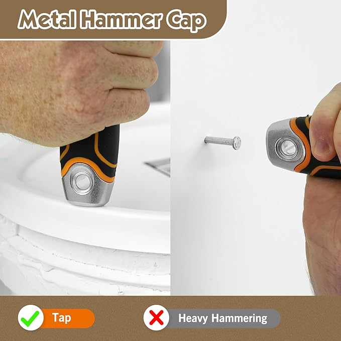 ROLLINGDOG 3" Angled Stiff Chisel Scraper-5 Degree Angled Putty Knife with Metal Hammer Cap, Rubber Gripped Handle, Paint Scraper into Corners