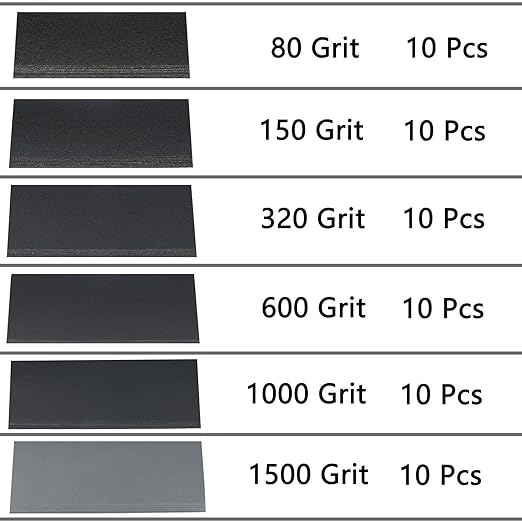 60 Pcs 9x3.6 Inch 6 Grit Mixed Packing Wet and Dry Sandpaper Sheets, Woodworking Furniture/Automobiles/Metal/Lacquer Polishing Sanding Sheets, 80/150/320/600/1000/1500 Grit