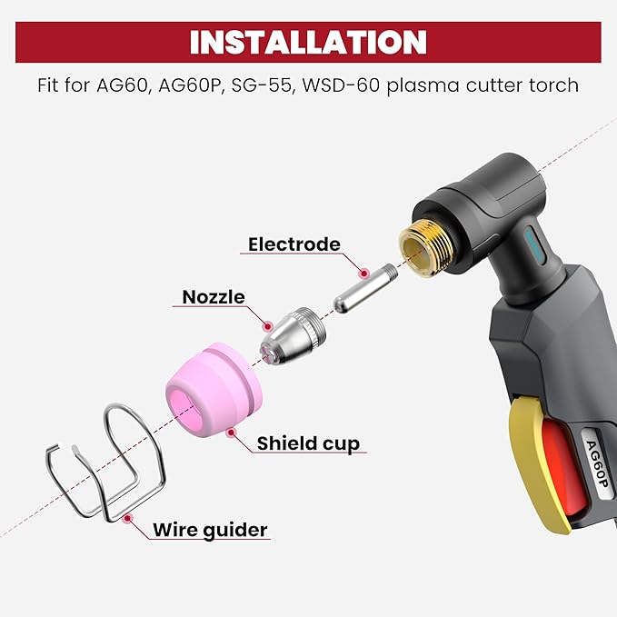 bestarc AG60P Plasma Cutter Consumables Cutting Torch Tip Nozzles Kit 50pcs For BTC500DP, BTC650DP