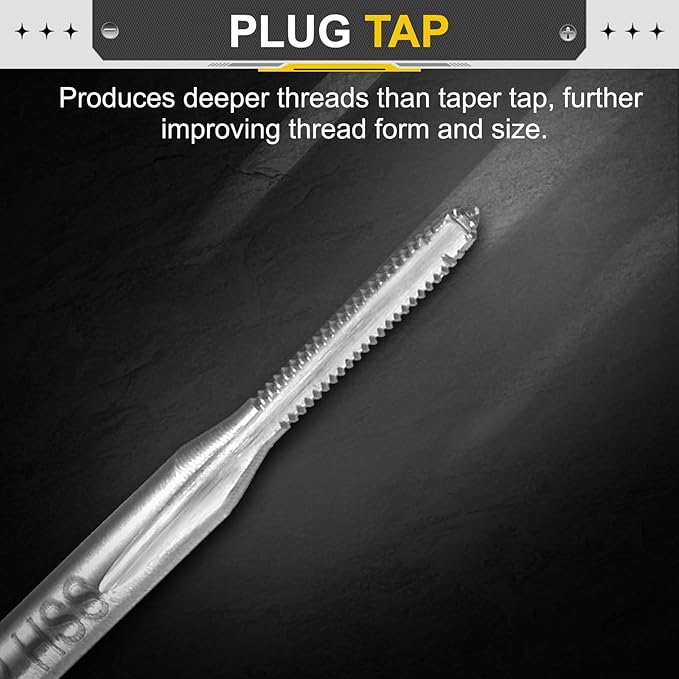 uxcell Hand Plug Tap M1.5 x 0.35 H2 Metric Thread Plug Style Taps Straight Flute Screw Tapping Threading Tool High Speed Steel HSS6542