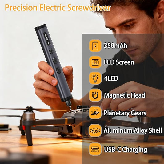 Electric Screwdriver Set, 78 in 1 Power Screwdriver, Precision Screwdriver Set, 5 Torque Modes with 72 Magnetic Precision Bits, Screwdriver it for Phone Camera Computer Watch Laptop Drones