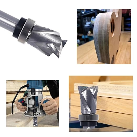 Compression Top Bearing Spiral Flush Trim Router Bit 1/2 Shank - 7/8" Cutting Dia, 1-3/16??Cut Height, Carbide Up-Down Pattern Template Flush Cut Router Bit, for Wood Trimming