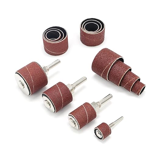 1”Long Sanding Drums and Sleeves Set with 1/4”Shank for Drill or Drill Press, Sanding Drum Kit,for Sanding Smoothing Shaping Polishing Groove Fiberglass Wood Metals,80,120 Grit-20pack