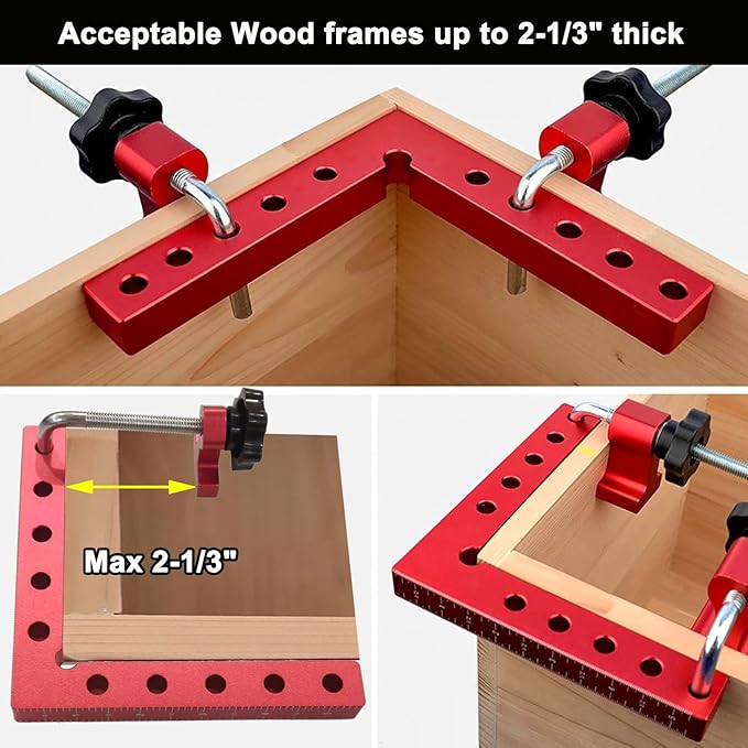 90 Degree Positioning Squares Right Angle Clamps for Woodworking - 4 Pack 5.5"Aluminum Alloy Woodworking Corner Clamps, for Picture Frame, Cabinet, Boxes, Drawers (4Pack 5.5'')