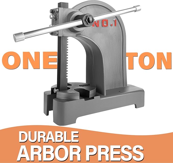 1 Ton Arbor Press Manual Heavy Duty Arbor Press Machine,5.5"" Work Height,Manual Arbor Press Cast Iron Desktop Punch Press,for Punching,Bending,Stretching (Black, 1T), DJ00701