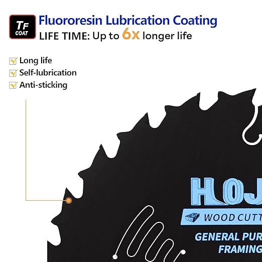 10-Pack 7-1/4 Inch 60-Tooth 5/8" Arbor Woodworking Circular Saw Blade,Ultra Finish/General Purpose Wood Cutting Saw Blade,with Non-Stick Coating - TF,7-1/4" 60T 5/8"