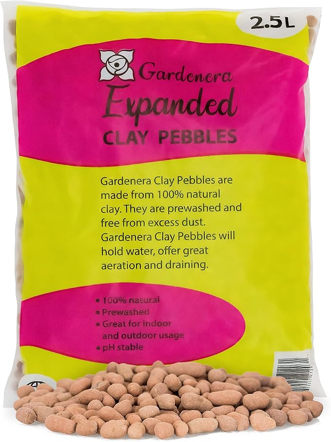 Gardenera Expanded Clay Pebbles for Plants ??4mm-16mm LECA Balls | 100% Natural Hydroton Clay for Drainage, Hydroponics, Aquaponics, Terrariums, Orchids & Indoor Plant Growing Medium - 3 Quarts