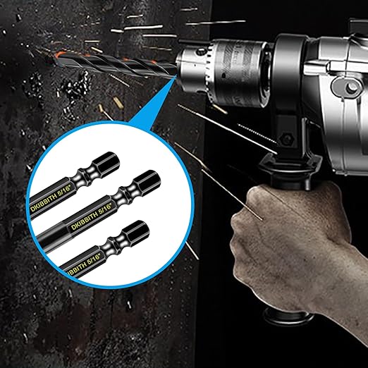 10 Piece Masonry Drill Bits for Tile Glass Ceramic Wall Brick Stone Soft-Metal Wood, Concrete Drill Bit Set,Carbide Tungsten Steel Alloy