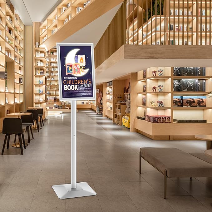 YIYO Sign Stand Poster Stand竊똞djustable heavy duty pedestal Sign Holder Floor Stand竊똞luminium frame floor standing for display 8.5*11 inch竊똕ilver (8.5*11 Silver)