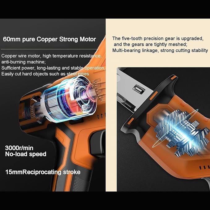 Electric bone saw Cordless Electric Reciprocating Saws for Cutting Meat and Bones Commercial and household electric meat and bone saw (1battery+4sawtooth)