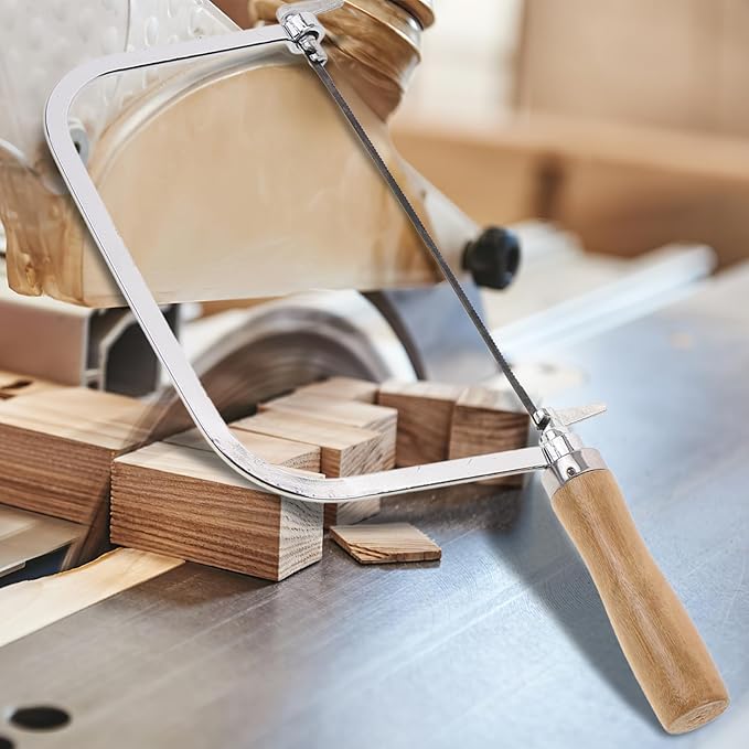 NUOBESTY Coping Saw for Woodworking 7 Inch Wooden Handle Hand Saw with Replacement Blades Lightweight U-Shaped Frame for Precise Wood and Pvc Cutting