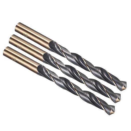 PATIKIL 12.5mm Drill Bit, Jobber Straight Shank 4341 High-Speed Steel 118째 Black and Gold Finish for Medium-Hard Metal Steel Acrylic - 3 Pack
