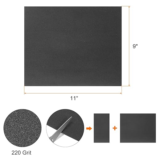 HARFINGTON 50pcs Sandpaper 220 Grit 9 x 11 Inch A-Weight Backing Silicon Carbide Abrasive Wet Dry Sanding Sheets for Wood Finishing, Metal Sanding, Automotive Polishing