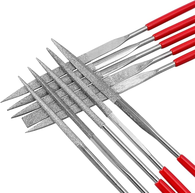 10 Pcs Mini Diamond File Set, 4 × 160mm Small Metal Files Diamond Needle File Precision Hand Tools for Glass, Wood, Stone, Plastic, Jewelry & DIY