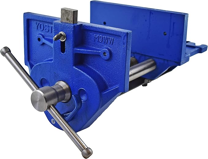 Yost Vises M9WW Rapid Action Woodworking Vise | Quick Release Lever for Quick Adjustments | 9 Inch Jaw Width | Made with Heavy-Duty Cast Iron | Blue
