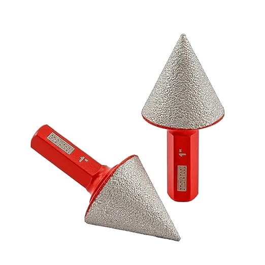 DT-DIATOOL Diamond Beveling Chamfer Bit 1 Inch with Hex Shank, 2-Pack for Tile Porcelain Ceramic Granite Marble Existing Holes Enlarging Polishing Shaping Trimming Repairing