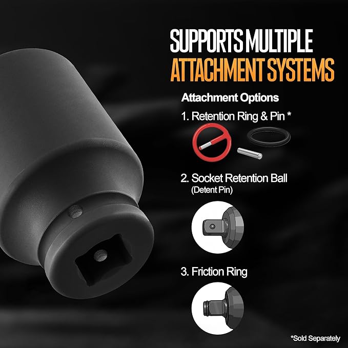 TIGHTSPOT 3/4" Drive 1-3/4 Inch SAE Deep Impact Socket Heavy Duty CR-MO Jumbo Socket 6 Point Automotive Truck and Heavy Equipment Repair