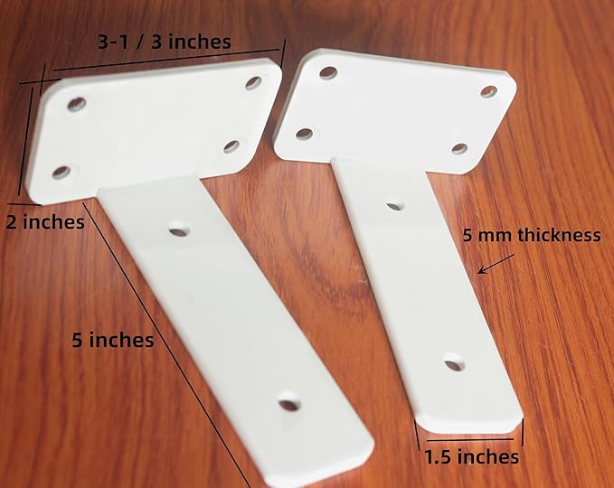 12 Pack - 5 inch White Hidden L Shelf Bracket (1/5 Inch Thicked) Iron Floating Shelf Brackets Rustic Industrial Metal Brackets for Shelf Support