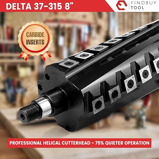 FINDBUYTOOL Helical Cutterhead for Delta 37-315 8" Jointer, 32 Carbide Inserts, Silent Operation and Tear-Free Surfacing