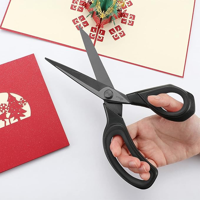 LIVINGO 9.5??Sharp Fabric Scissors, All Purpose Heavy Duty Titanium Coated Premium Forged Stainless Steel Tailor Dressmaking Sewing Shears Comfort for Cutting Leather, Crafting Home Office Use, Black