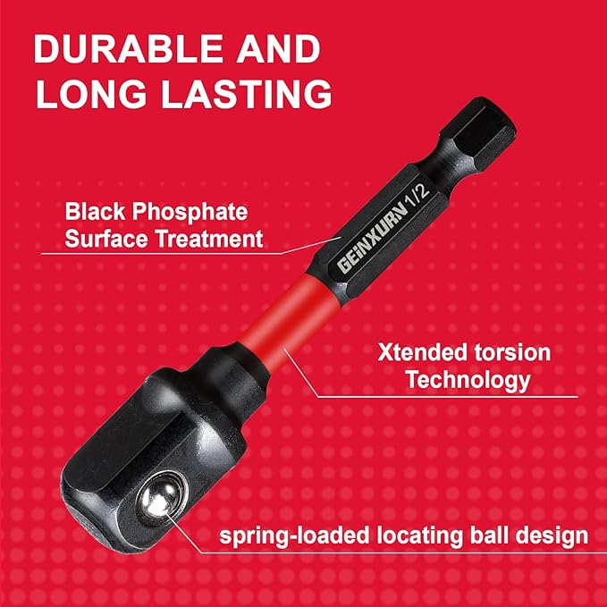 6Pcs Impact Socket Adapter Set,1/4" 3/8" and 1/2" Drive, (3" and 6") Extension Bit with Holder, Adapt Your Power Drill to High Torque Impact Wrench