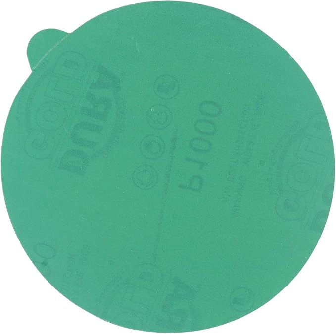 Dura-Gold Premium 5" Green Film PSA Sanding Discs - 1000 Grit (Box of 50) - Film Back Self Adhesive Stickyback Sandpaper Discs for DA Sander, Finishing Abrasive, Sand Automotive Paint Woodworking Wood