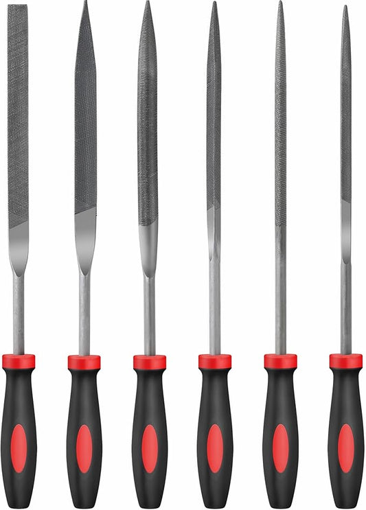 Hi-Spec 6pc Metal Small Needle Hand File Tool Set Kit. Fine Micro Steel Files. Flat, Half, Round & Triangle for Crafts, Metal & Wood Work.
