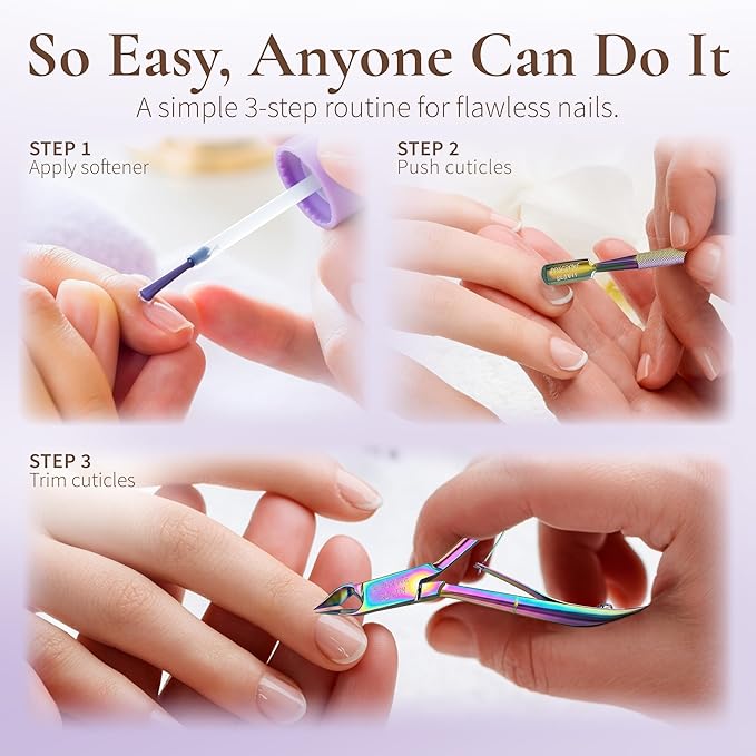 Professional Cuticle Cutter & Pusher Trimmer Manicure Tools with Double Spring ??Perfect Nail Care Tool for Manicure & Pedicure Beauty at Home/Spa/Saloon