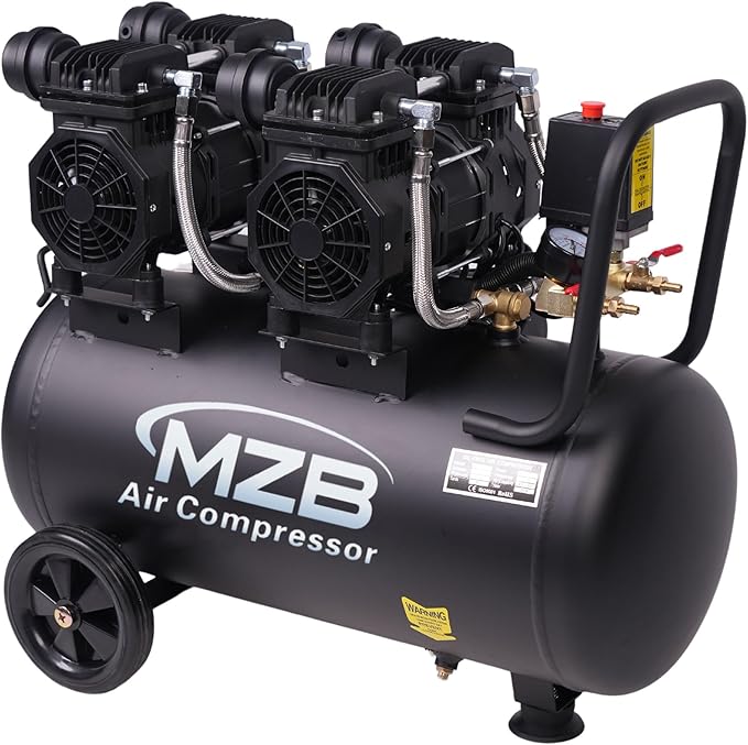 MZB 13.2 Gallon Ultra Quiet Air Compressor 115Psi Steel Tanks Oil Free Air Compressor Ideal for Tire Inflation Pneumatic Tool Spray Painting 72dB Noise Level