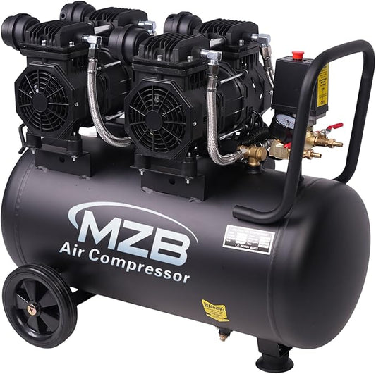 MZB 13.2 Gallon Ultra Quiet Air Compressor 115Psi Steel Tanks Oil Free Air Compressor Ideal for Tire Inflation Pneumatic Tool Spray Painting 72dB Noise Level