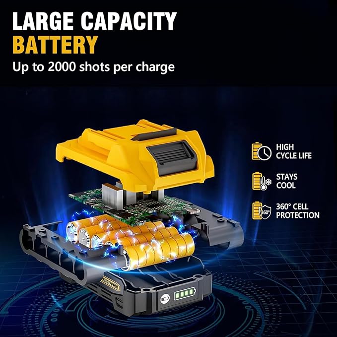 ALLOYPOWER 2 in 1 Cordless Brad Nailer/Electric Stapler with 2.0Ah Battery and Charger,1000pcs Nails and 500pcs Staples Included for Home Improvement & Woodworking