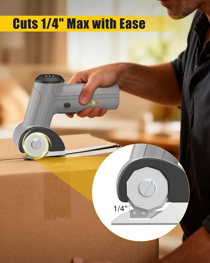2026 New Cordless Electric Scissors, 4V Rechargeable Cardboard Cutter with Dual Blades for Thin Cardboard Boxes, Carpets, and Leather - Easy Blade Replacement, Grey