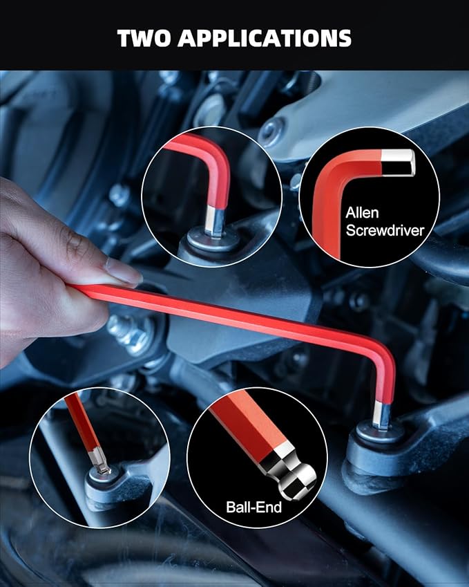 ROTATION 14PC Jumbo Hex Key Set - SAE 1/16-3/4 Long Ball End high-strength chrome vanadium Steel | Automotive Mechanic Furniture | Pro-Grade Allen Wrench Tools
