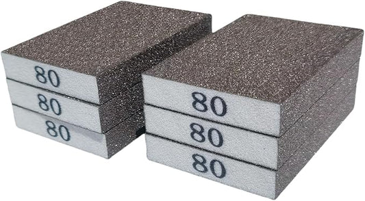 6 PCS 80 Grit Hand Sanding Blocks Set - Medium Sander Sponge, Wet and Dry Dual-use Sanding Sponges, Washable and Reusable, Ideal for Wood Metal Wall Polish