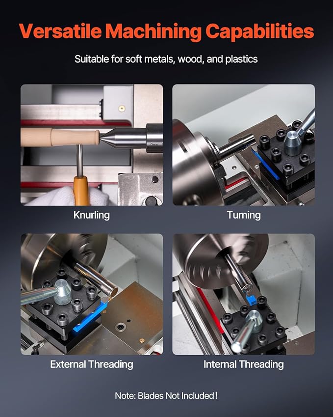 VEVOR Metal Lathe Machine, 8.7 x 18 in, Precision Bench Power Metal Lathe, Automatic Feed, 0-2500 RPM Variable Speed, 1250W Brushless Motor, for Processing Precision Parts Soft Metals Wood Plastics