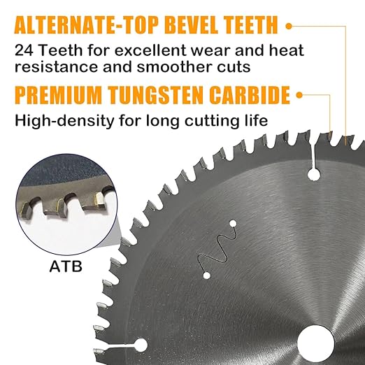 7-1/4" 60T Aluminum Circular Saw Blade, Tungsten Carbide Tipped Cutting Blade for Non-Ferrous Metal, Copper, Polycarbonate, Drywall, MDF, Plastic, 5/8" 1PC