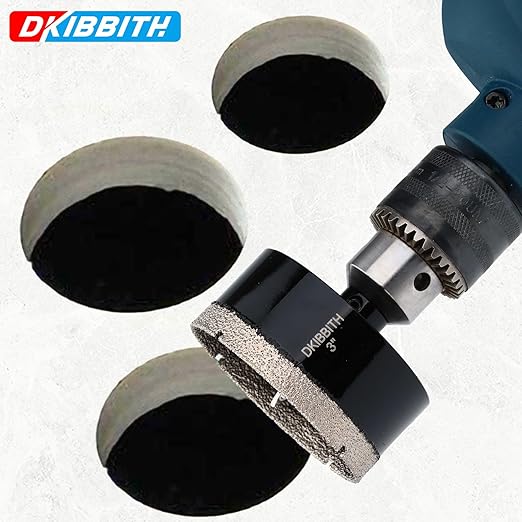 3" Diamond Hole-Saw Bits with Pilot Drill Bit 3 in Diamond Tipped Tile Hole Saws with Guiding Bit for Accurate Drilling, for Porcelain Tile Ceramic Pottery Granite Stone Glass Bottles 75mm