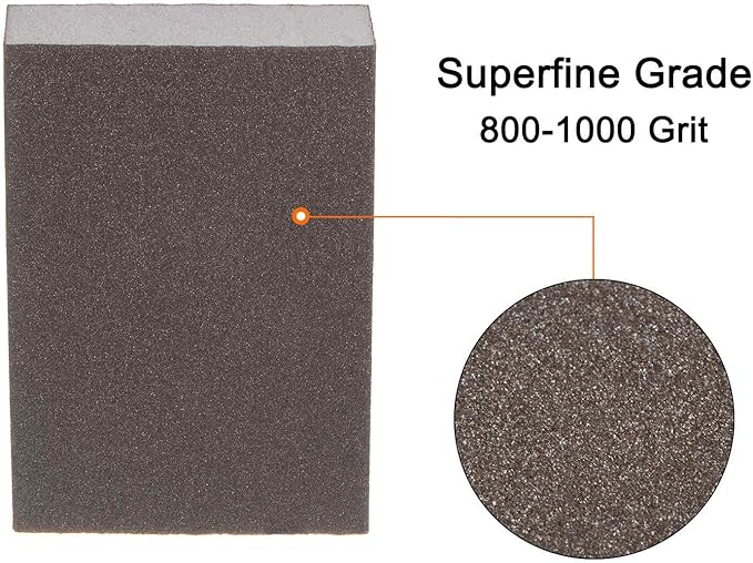 HARFINGTON 10pcs Superfine Sanding Sponge Blocks 800-1000 Grit Foam Sanding Block for Polishing Kitchen Metal Wood Drywall, 100x70x25mm