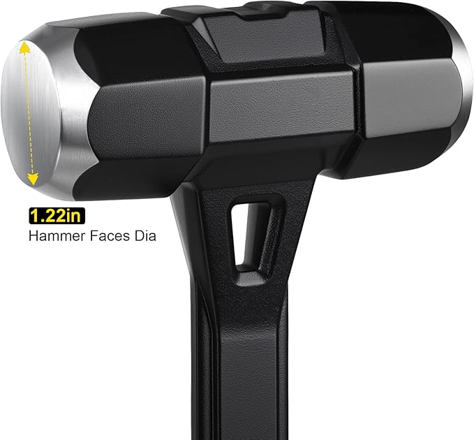 3lb Sledge Hammer - Heavy Duty Drilling Hammer with Forged One Piece Steel Head & Fiberglass Handle, Perfect for Demolition, Construction, and Blacksmithing